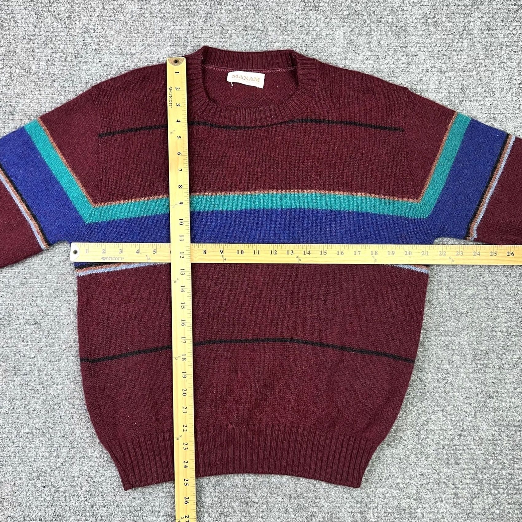 Vintage VINTAGE Maxam Sweater Shirt Mens Medium Red Burgundy 80s 90s Knit Wool Acrylic Crew Neck Long Sleeve Pullover Size US M / EU 48-50 / 2 - 5 Thumbnail