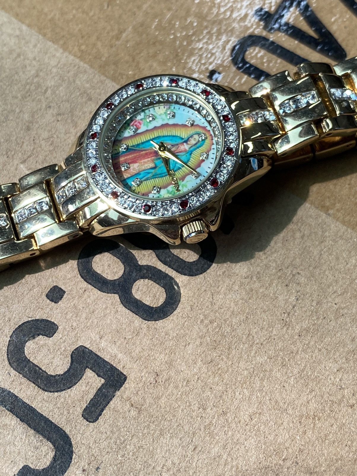 Japanese Brand × Jewelry × Vintage Unique Elgin Watch Virgen de Guadalupe, Gold, Stunning Size ONE SIZE - 7 Thumbnail