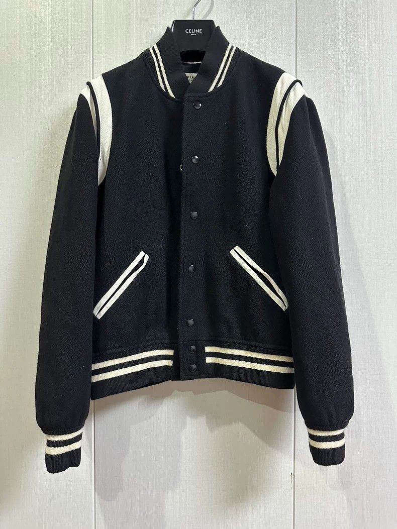 Saint Laurent Paris Saint Laurent Wool Leather Varsity Jacket Size US L / EU 52-54 / 3 - 1 Thumbnail