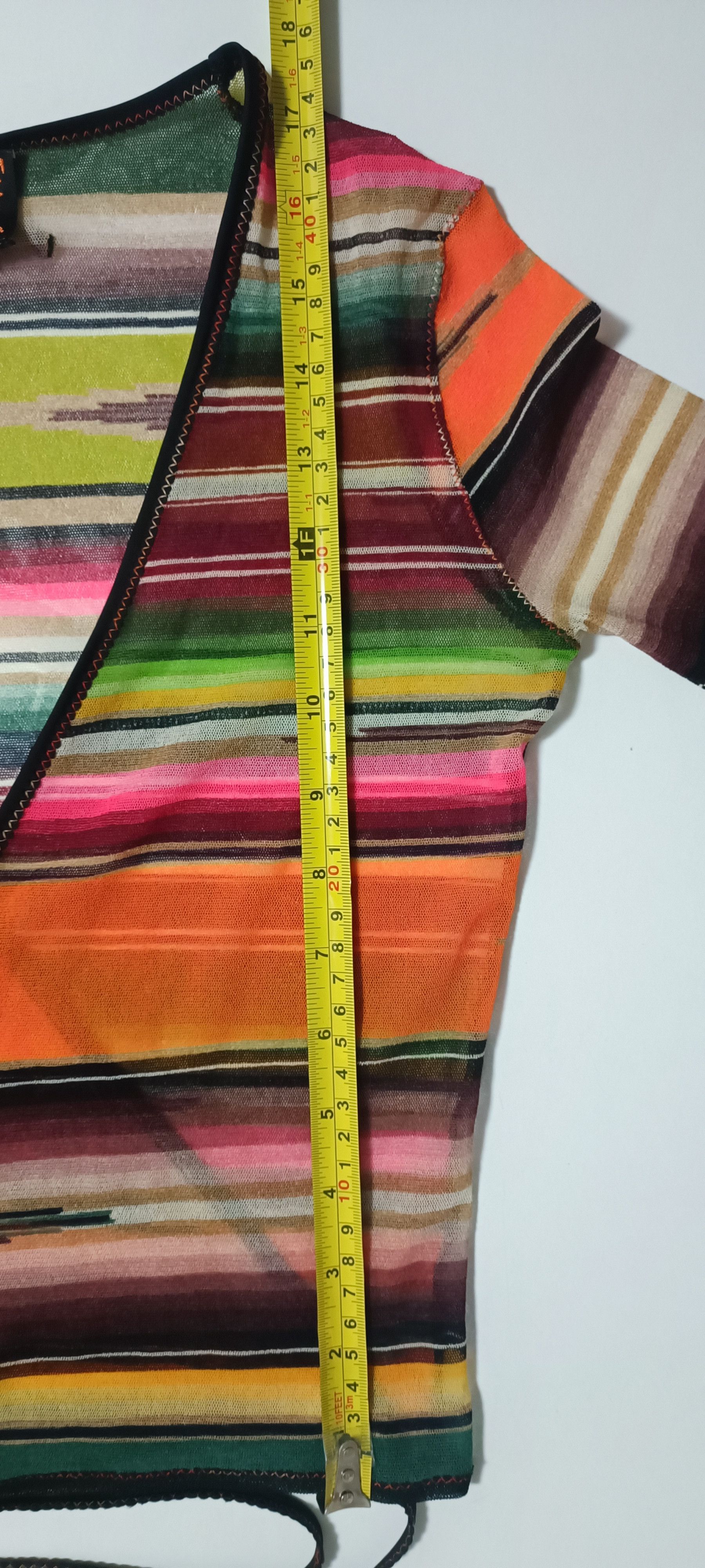 Jean Paul Gaultier SS2005 - Multicolor stripes mesh Crop top Size XS / US 0-2 / IT 36-38 - 21 Thumbnail