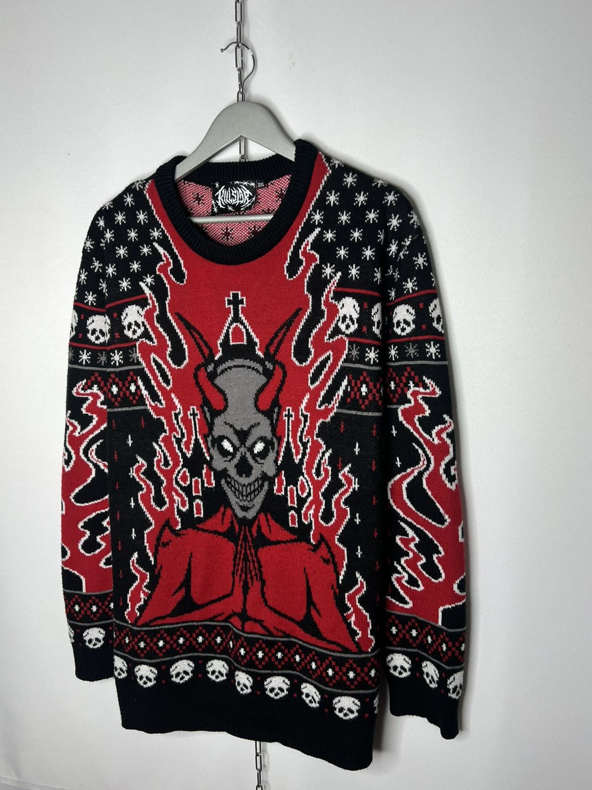 Killstar Killstar Satan Sculls Art Sweater Goth Style Streetwear Size US XXL / EU 58 / 5 - 3 Thumbnail
