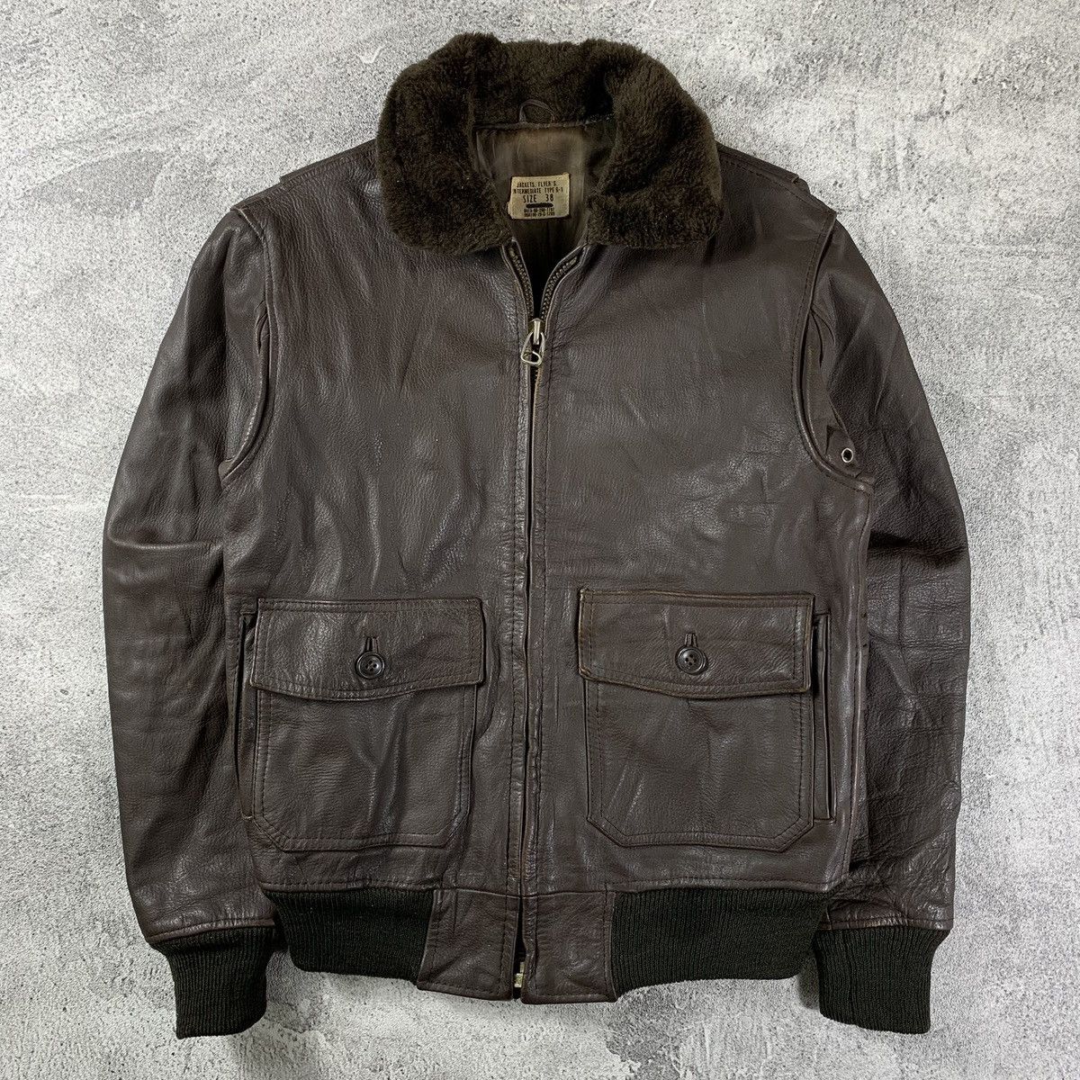 Avirex × Buzz Rickson's Vintage 60s 70s G-1 USN Flight Leather US-Navy Military Size US M / EU 48-50 / 2 - 1 Thumbnail