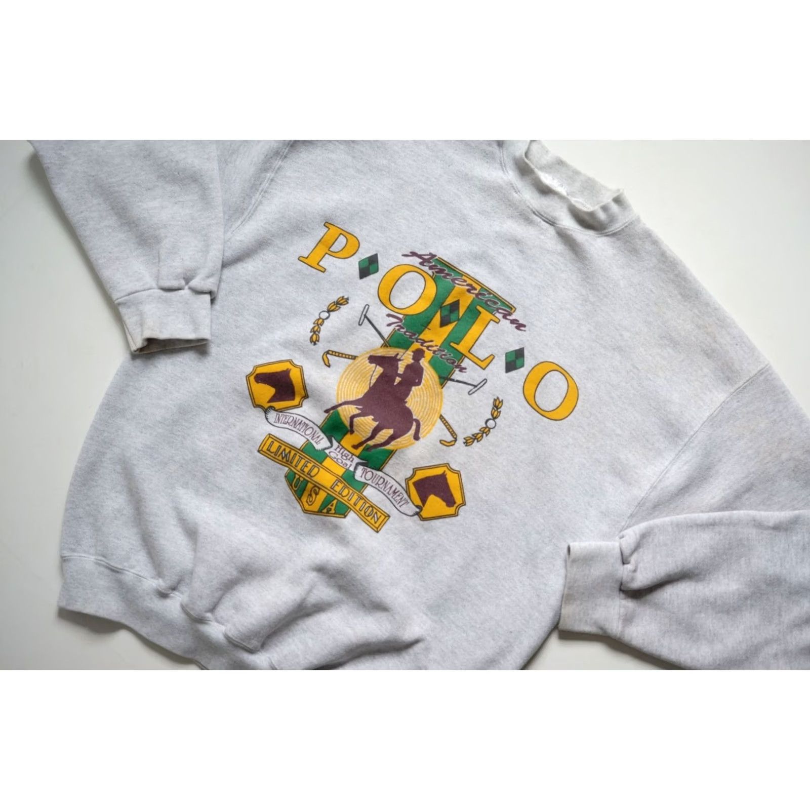 Tultex VINTAGE Tultex POLO Sweatshirt XL Gray Crewneck Graphic Print 90s Sports Men Men OR Boys? Size US XL / EU 56 / 4 - 5 Thumbnail