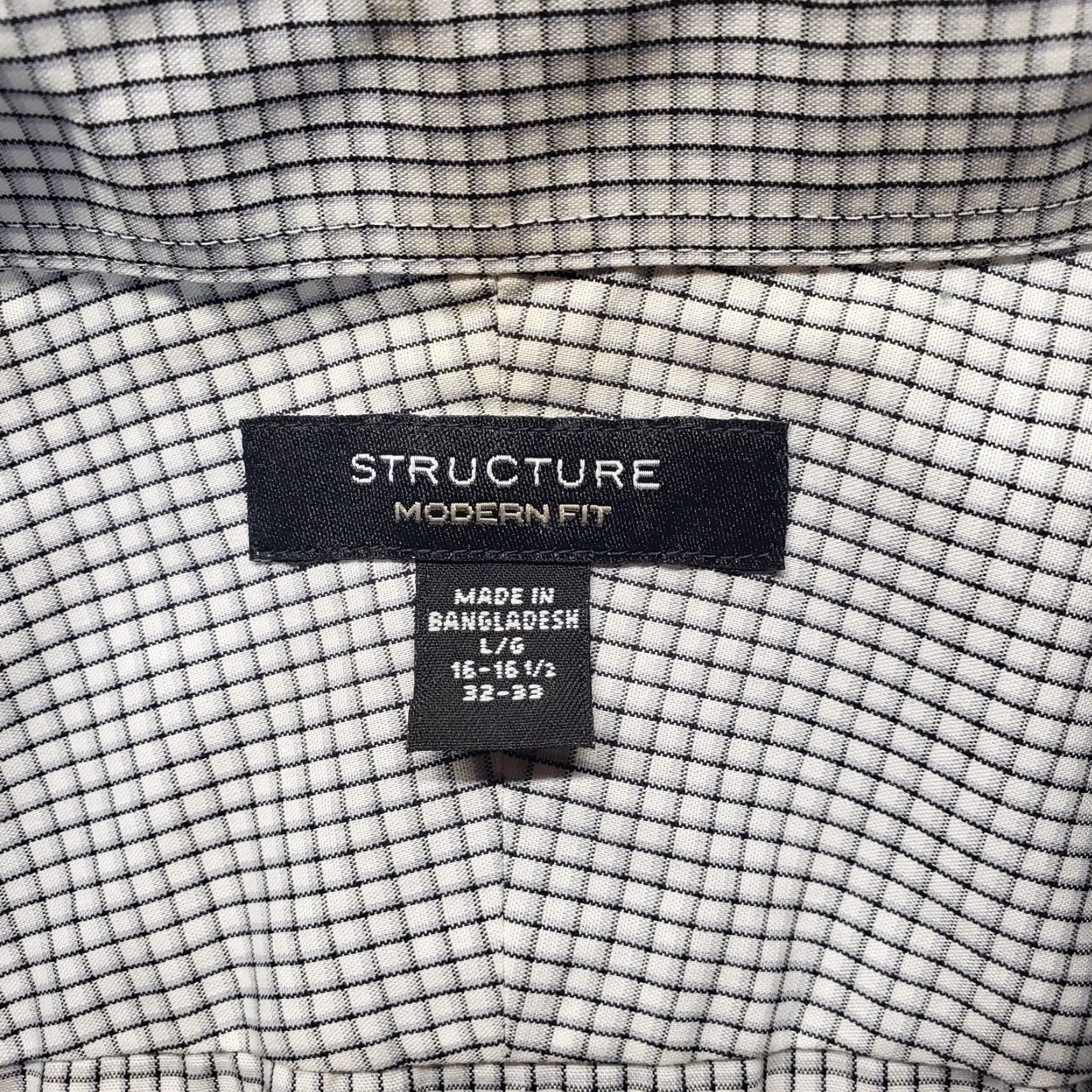 Vintage Structure Gray Modern Fit Dress Shirt Long Sleeve Adult Men's Large Size 42R - 2 Thumbnail