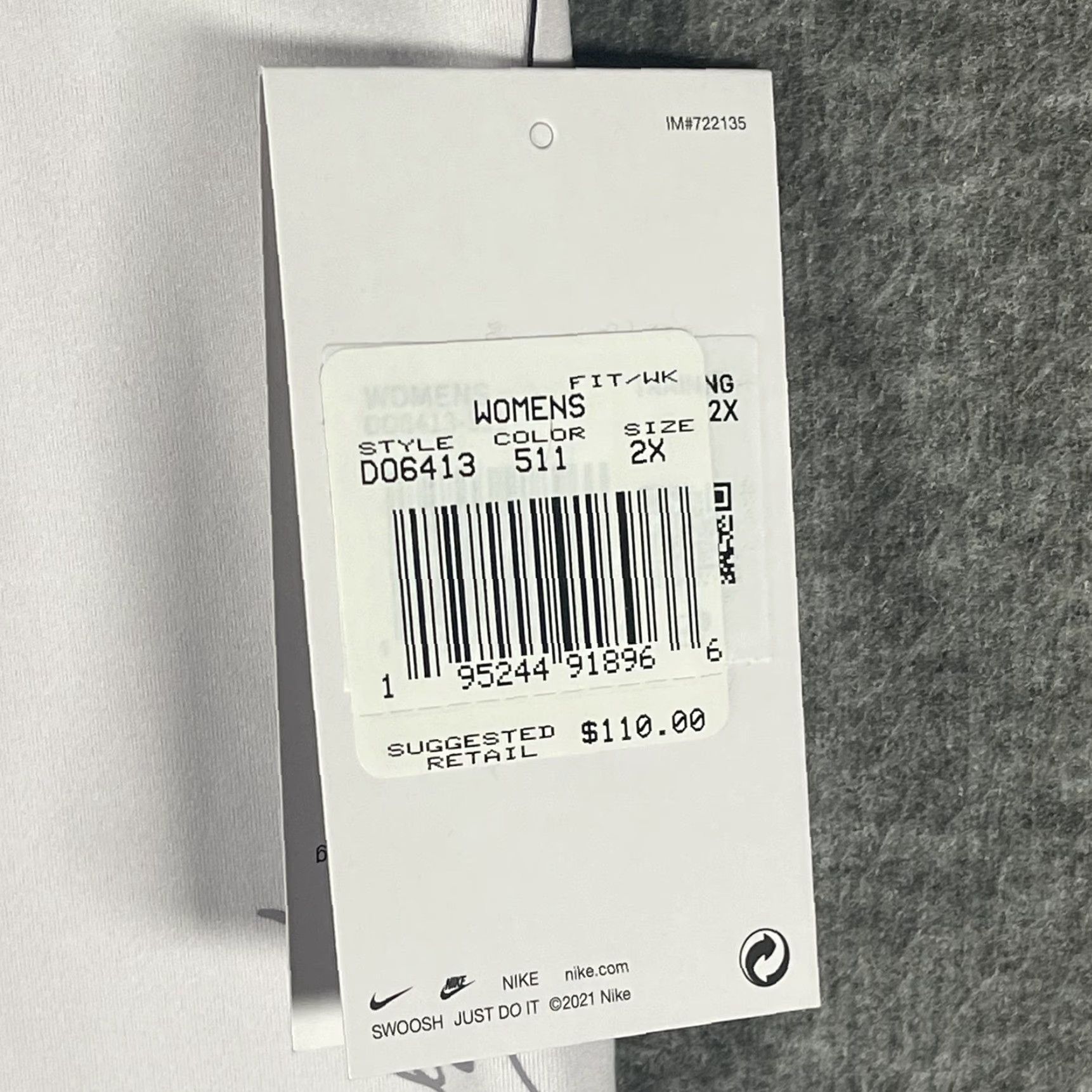 Nike VINTAGE Nike Leggings Womens 2X White One Luxe Dri-FIT Mid Rise Leggings Serena Script Black? Size 40" / US 18 - 6 Thumbnail