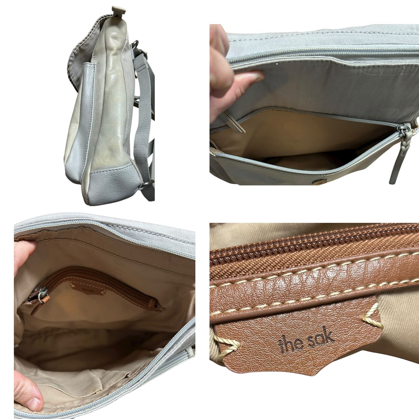 The Sak VINTAGE The Sak Ventura Backpack Purse Messenger Bag Gray Distressed Embossed Women's Size ONE SIZE - 9 Thumbnail