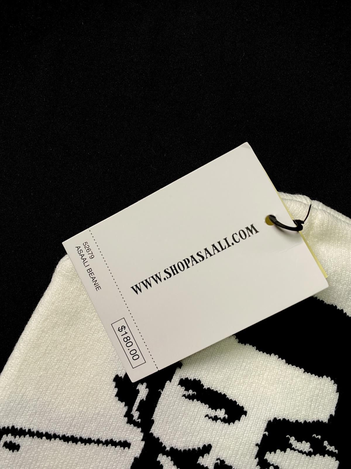 Asaali Rare Asaali Cartel Skully No Cuff Knit White Beanie Hats OS Size ONE SIZE - 8 Thumbnail