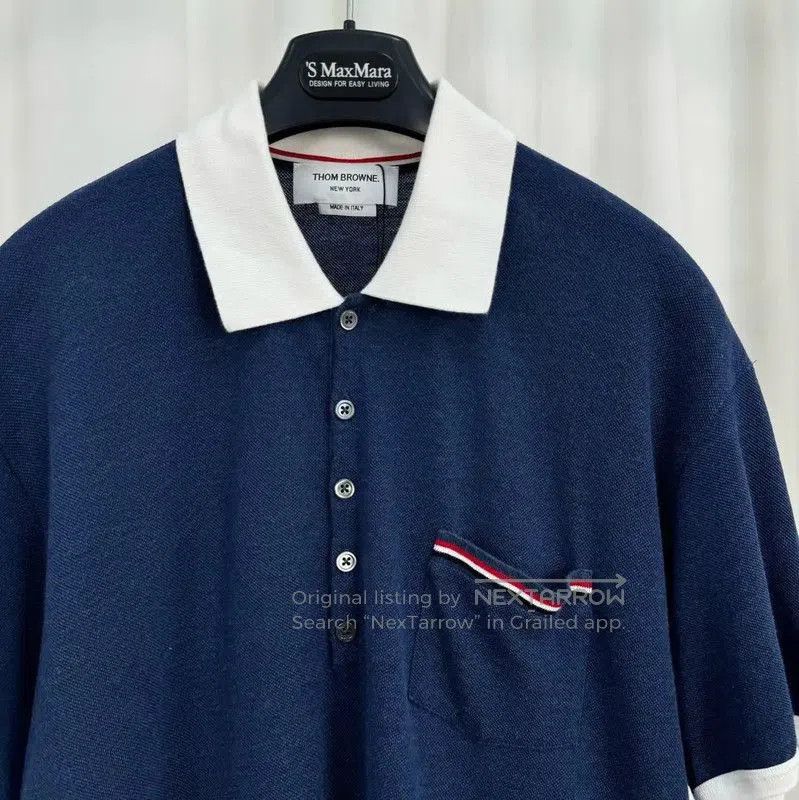 Thom Browne Thom Browne Summer Blue Striped Logo Polo . Size US M / EU 48-50 / 2 - 3 Thumbnail