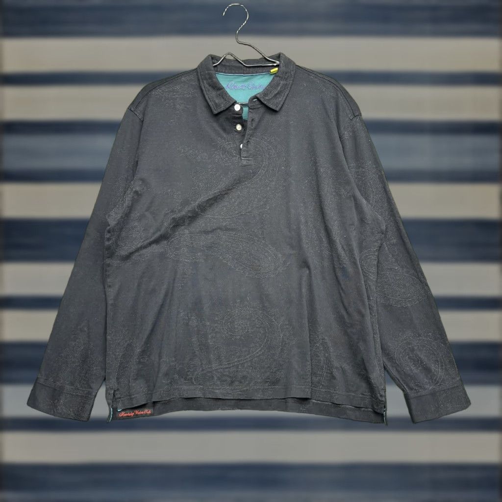 Robert Graham Robert Graham Polo Shirt Mens XL Black Paisley Long Sleeve Classic Fit Knit Size US XL / EU 56 / 4 - 1 Thumbnail
