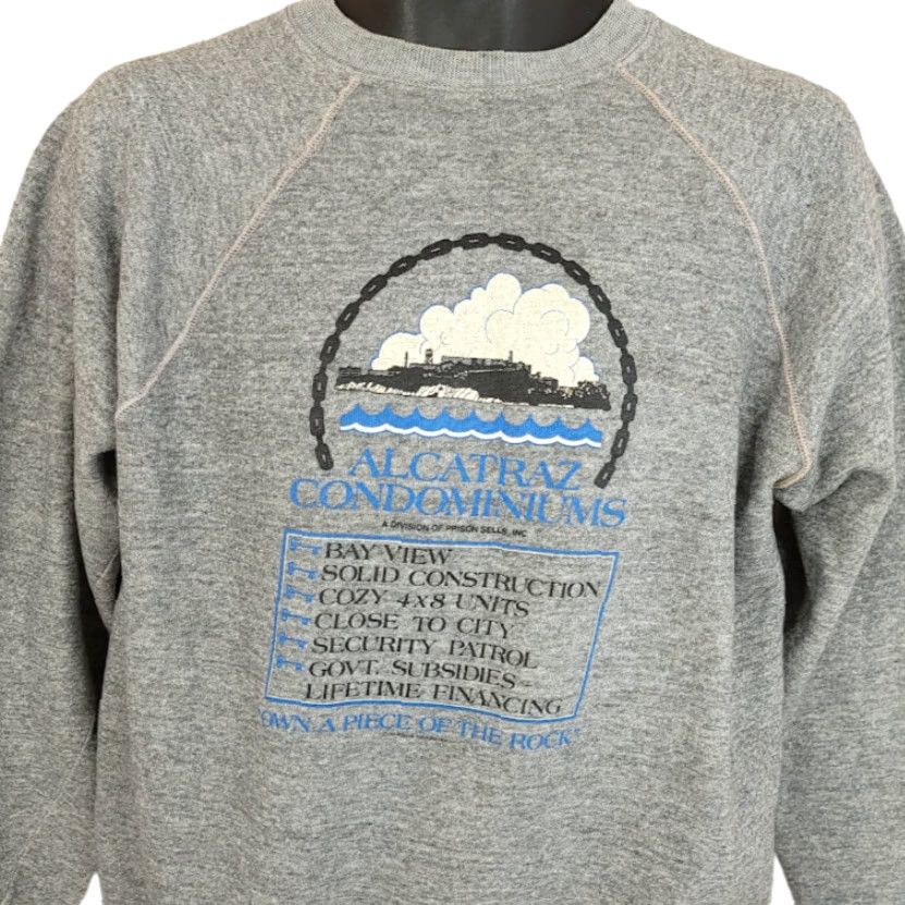 Vintage VINTAGE Alcatraz Sweatshirt Mens Size M Gray 80s Piece Of The Rock USA Shirt Pullover Crew Neck Long Sleeve Cotton Blend Size US M / EU 48-50 / 2 - 2 Thumbnail