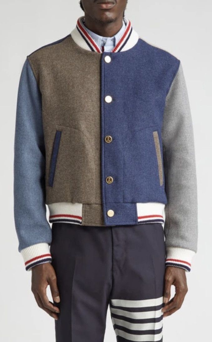 Thom Browne Thom Browne - Fun Mix Wool Varsity Jacket Size US M / EU 48-50 / 2 - 3 Thumbnail
