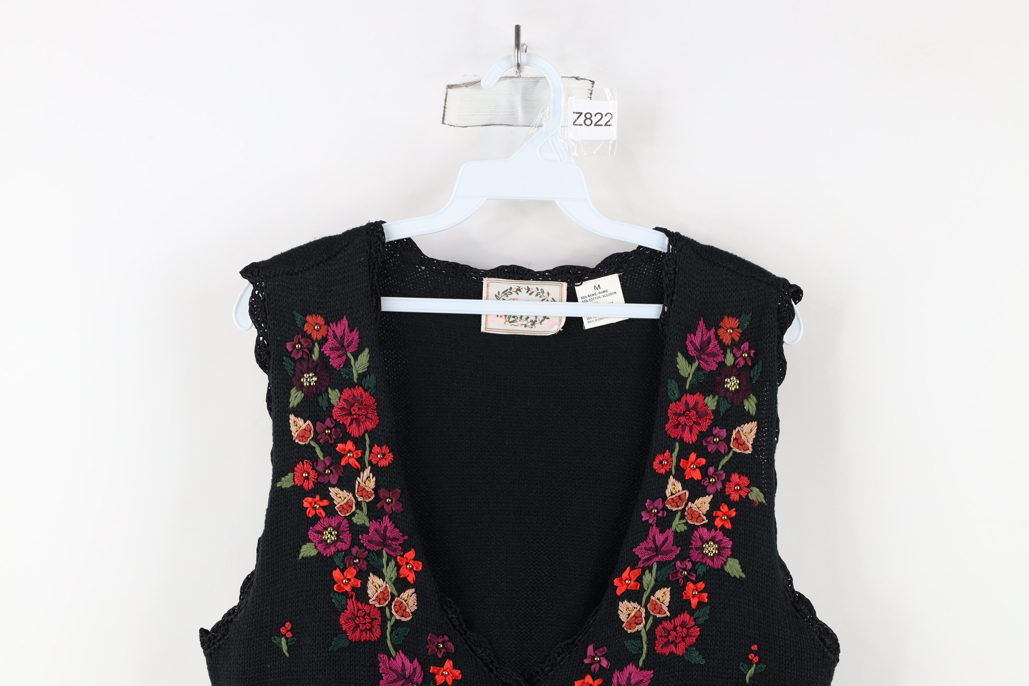 Vintage Vintage 90s Streetwear Flower Lace Knit Sweater Vest Size M / US 6-8 / IT 42-44 - 2 Thumbnail