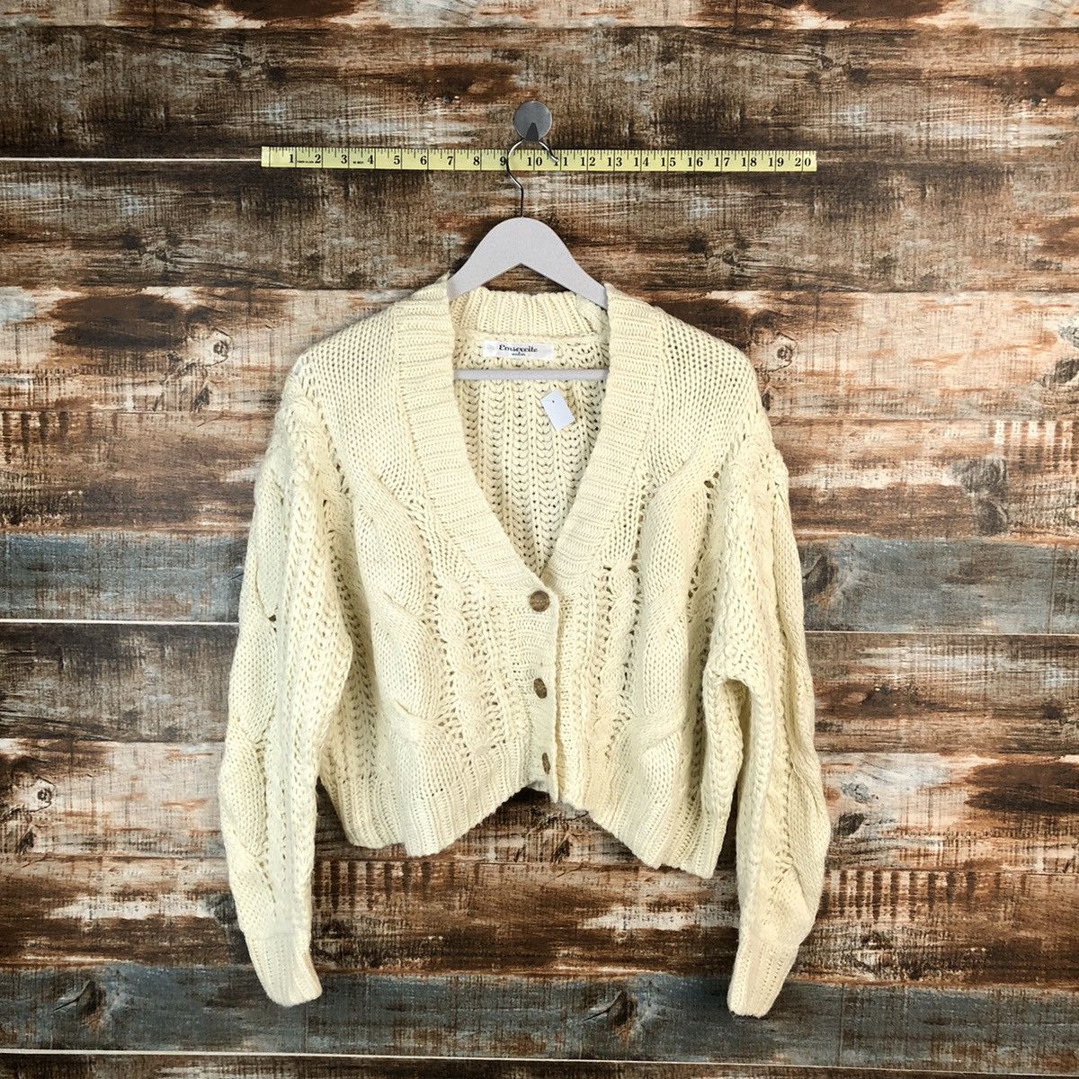 Vintage Emsexcite White Cardigan Knitwear crop top #A1474 Size M / US 6-8 / IT 42-44 - 1 Thumbnail