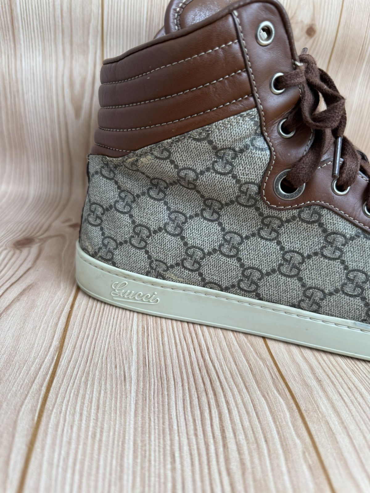 Gucci Crocodile trim Monogram sneakers Size US 12 / EU 45 - 13 Thumbnail
