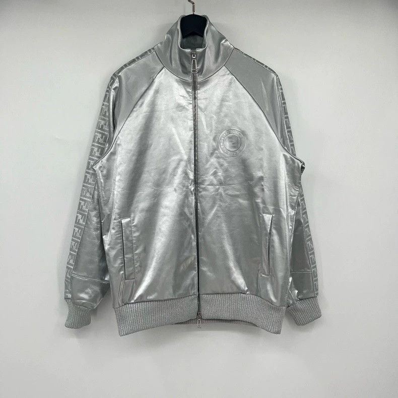 Fendi Fendi Silver Chest Logo Zip Jacket - dmc Size US L / EU 52-54 / 3 - 1 Thumbnail