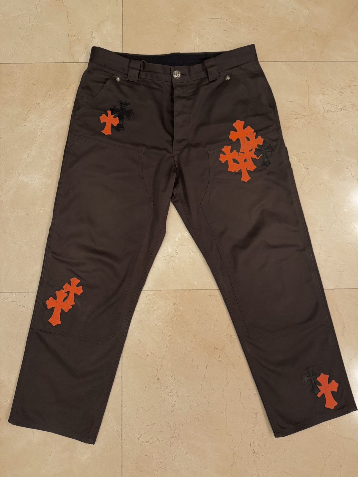 Chrome Hearts Chrome Hearts Brown Carpenter Pants with Orange Camo Patches Size US 36 / EU 52 - 1 Thumbnail