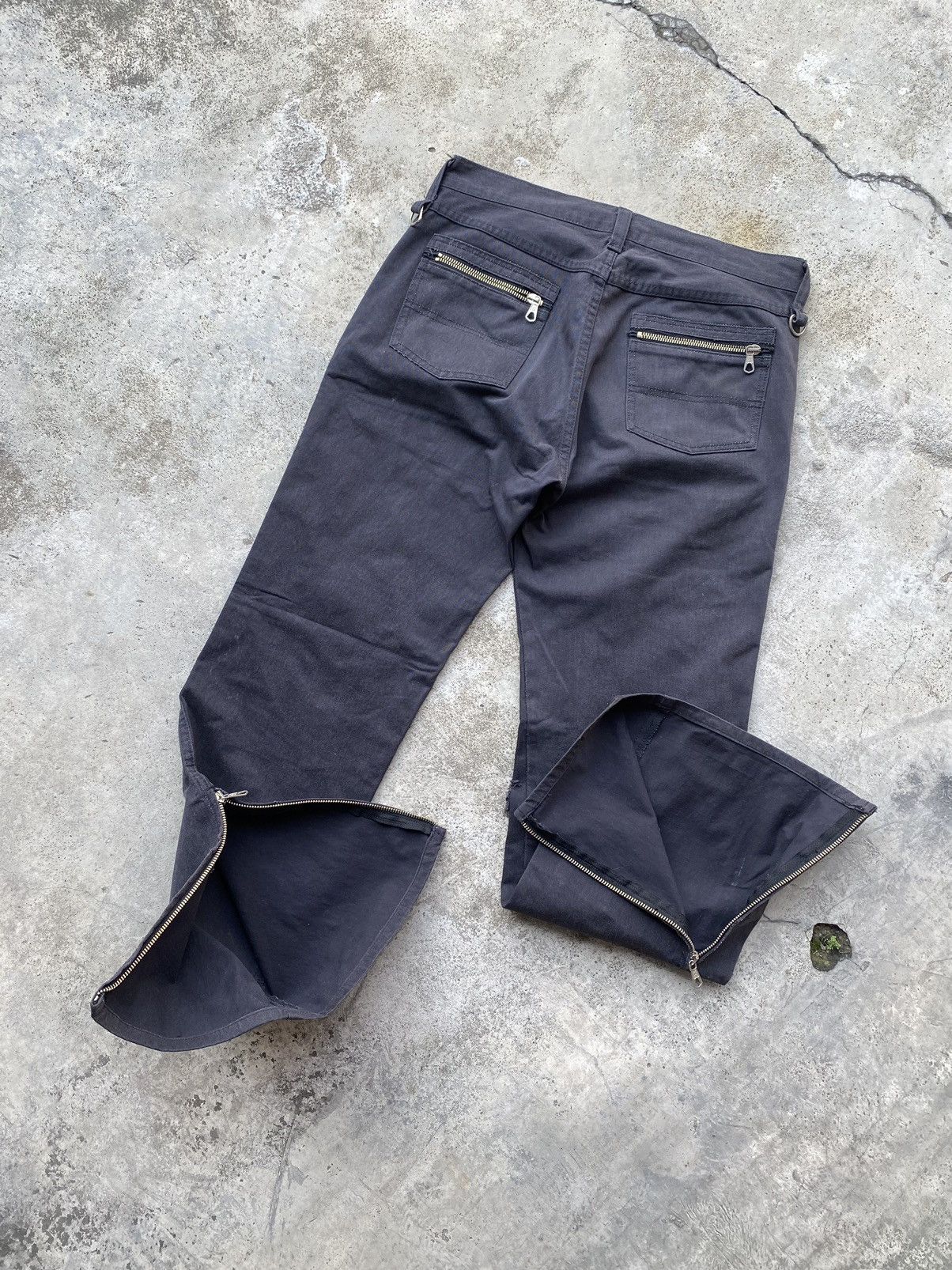 Japanese Brand Open Leg Multi Zipper Flare Pants (7 riri zipp) Size US 30 / EU 46 - 19 Thumbnail
