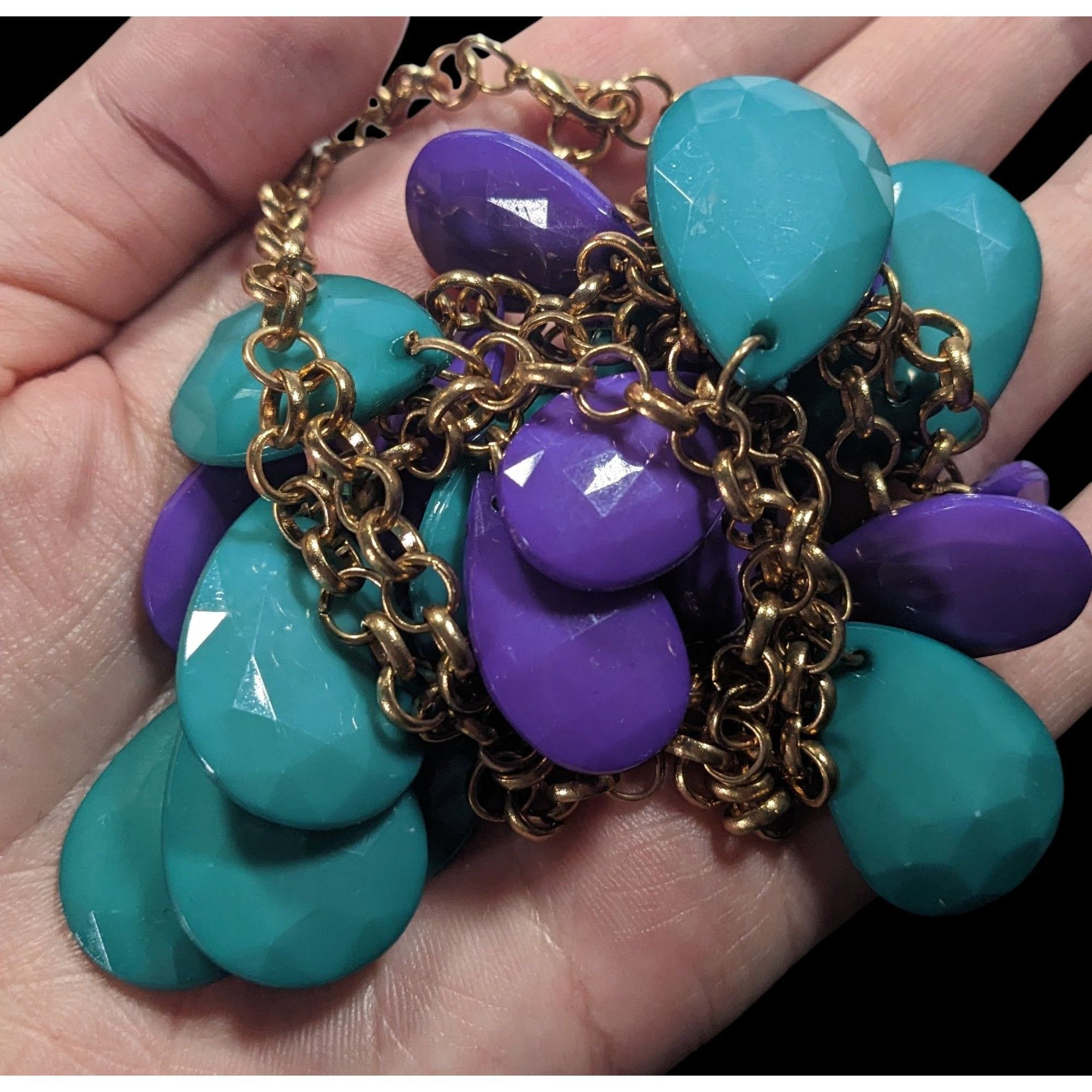 Other 90s Themed Purple And Turquoise Gemmed Layered Fringe Neckla Size ONE SIZE - 5 Thumbnail