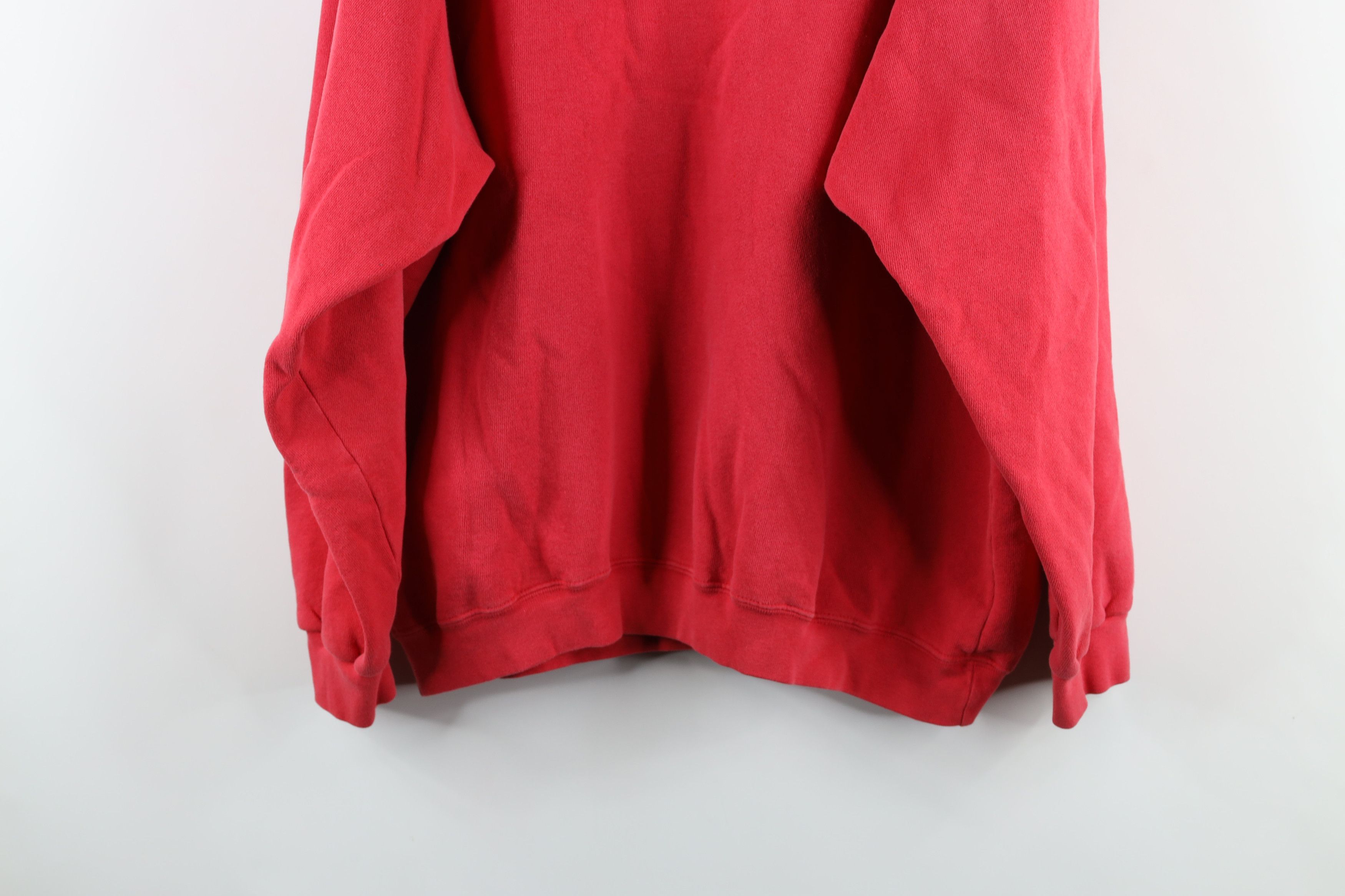 Vintage Vintage 90s Streetwear Faded Blank Hoodie Sweatshirt Red Size US XL / EU 56 / 4 - 9 Thumbnail