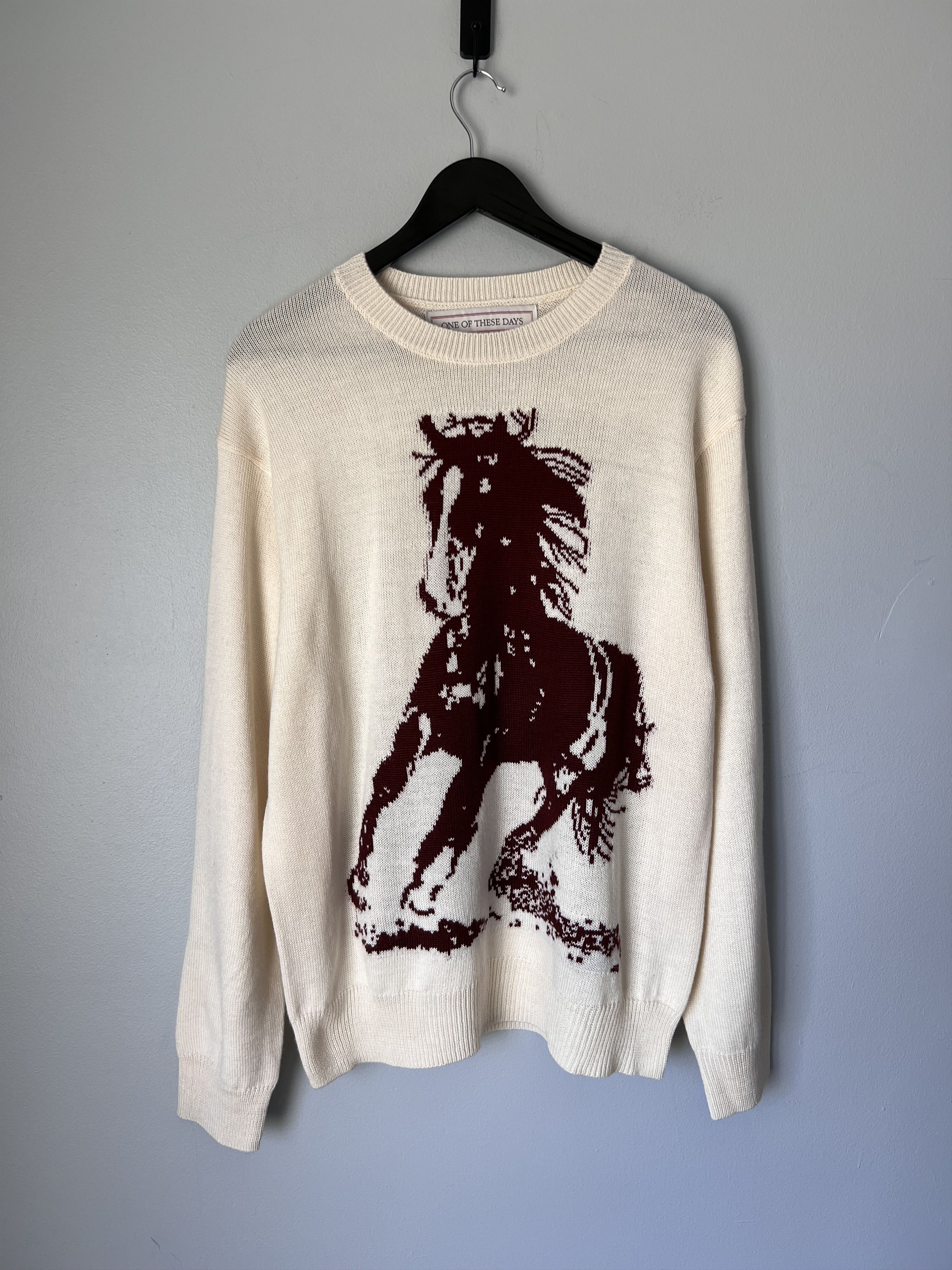 One of These Days One Of These Days Running Horse Knit Sweater in White Size US M / EU 48-50 / 2 - 1 Thumbnail
