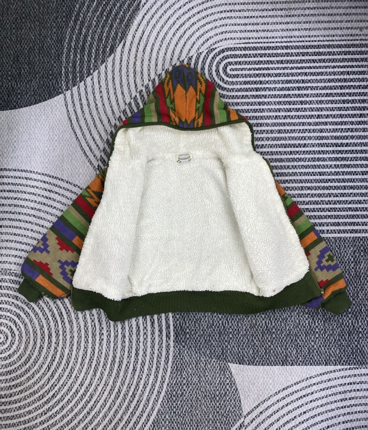Japanese Brand Vtg City Call Lining Sherpa Wool Navajo Style Zip-Up Hoodies Size US L / EU 52-54 / 3 - 5 Thumbnail