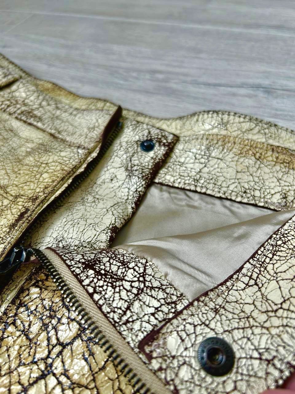Diesel DIESEL P-ALAN CRACKED GOLD COATED DISTRESSED LEATHER PANTS Size US 36 / EU 52 - 8 Thumbnail