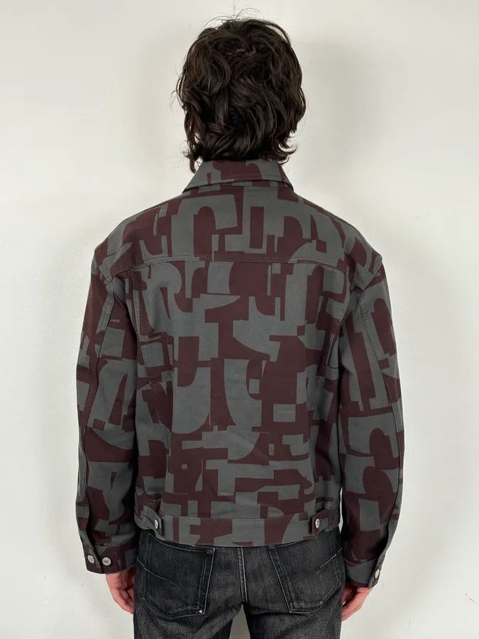Dries Van Noten Dries Van Noten Burgundy & Grey Digital Print Denim Jacket Size US M / EU 48-50 / 2 - 3 Thumbnail