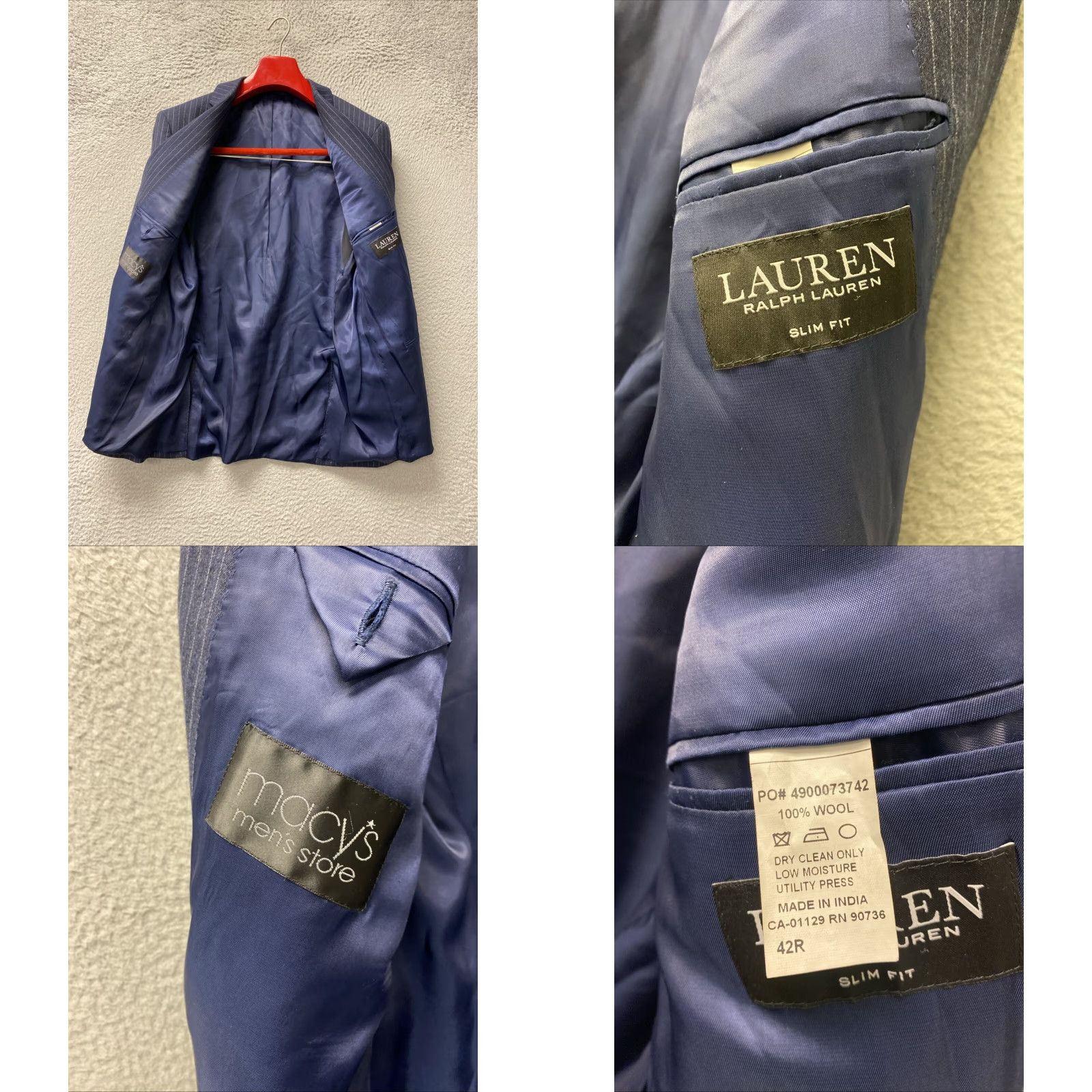 Polo Ralph Lauren VINTAGE Polo Ralph Lauren Striped Blazer Jacket 42 Regular Blue Wool Nautical Mens Size 42R - 8 Thumbnail