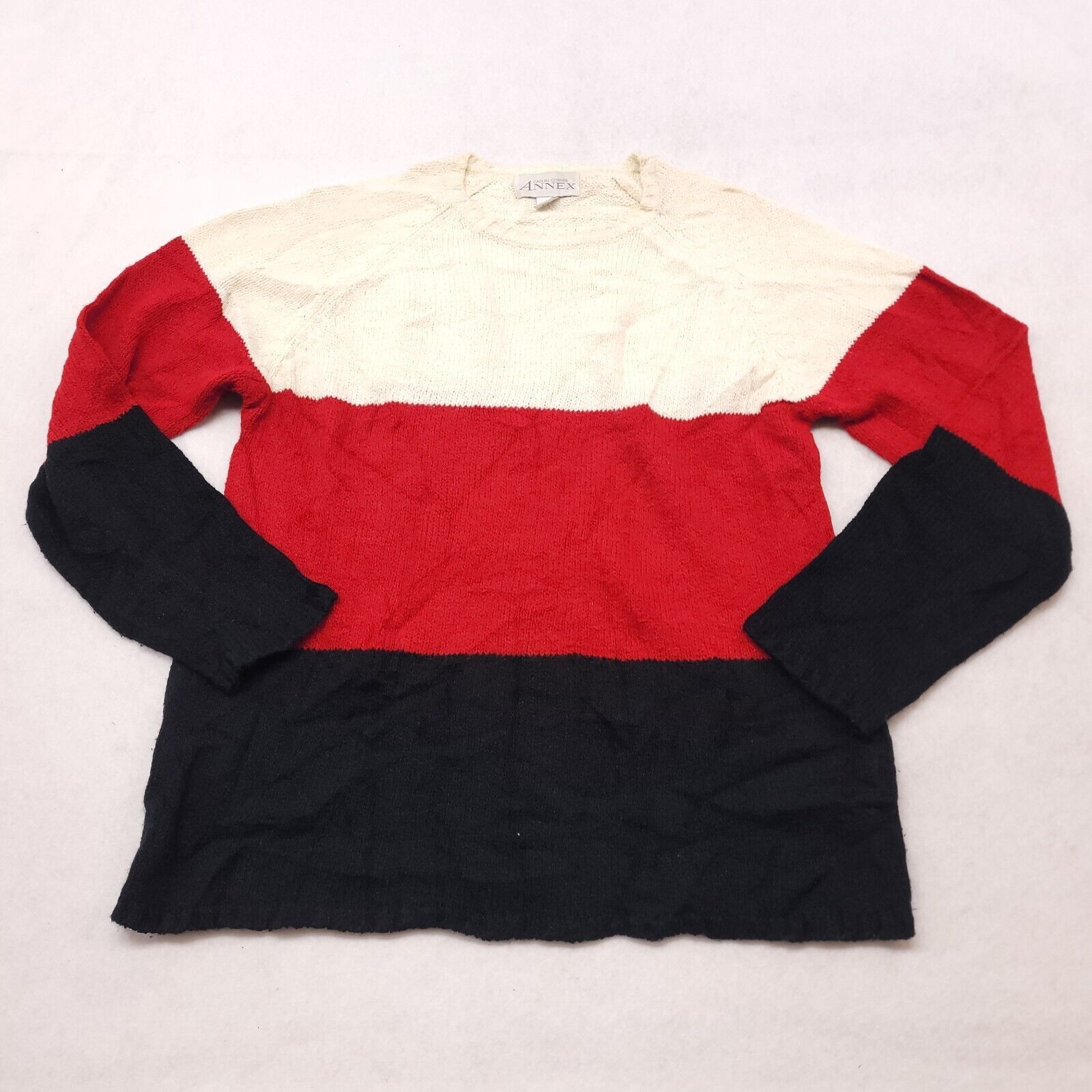 Annex Annex Pullover Cotton Sweater Womens Size L White Red Black Size L / US 10 / IT 46 - 2 Thumbnail