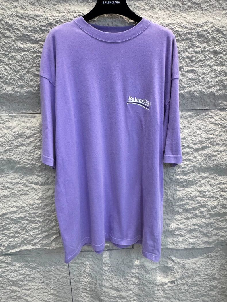 Balenciaga Balenciaga Purple cola embroidered logo short sleeve T-shi Size US S / EU 44-46 / 1 - 1 Thumbnail