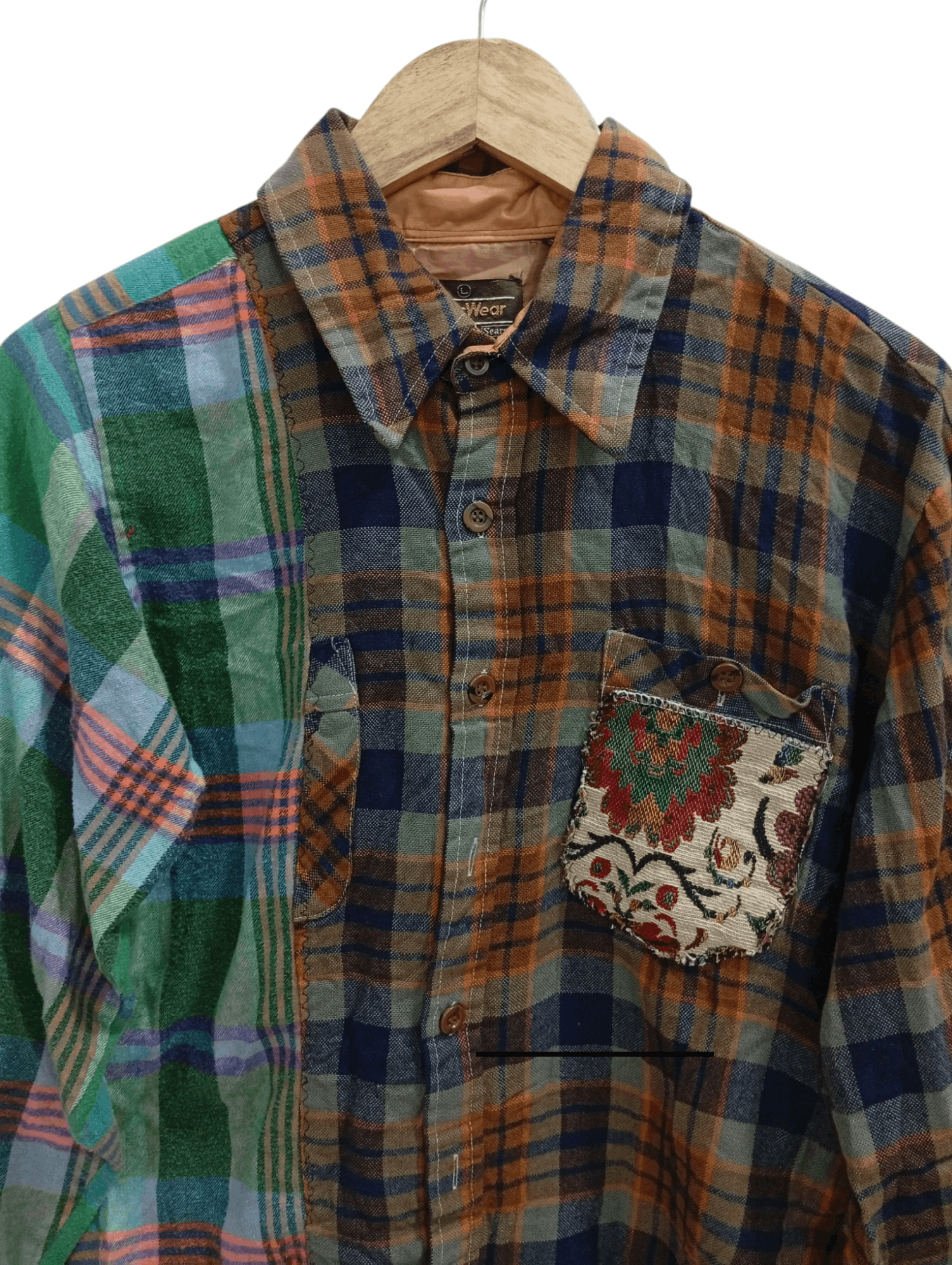 Flannel × Sears × Vintage 🔥🔥Vintage Sears Patchwork Plaid Flannel Shirt Size US M / EU 48-50 / 2 - 17 Thumbnail