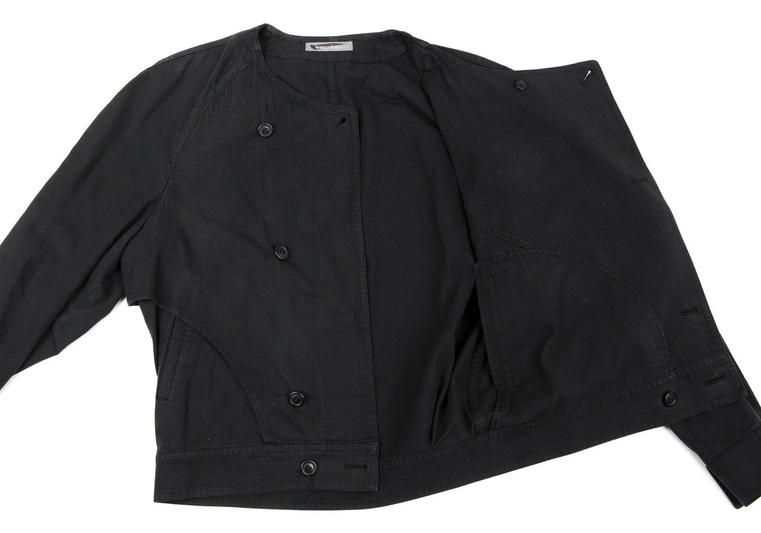 Issey Miyake Cotton Layered No-Collar Jacket in Black Size M Size US M / EU 48-50 / 2 - 12 Thumbnail