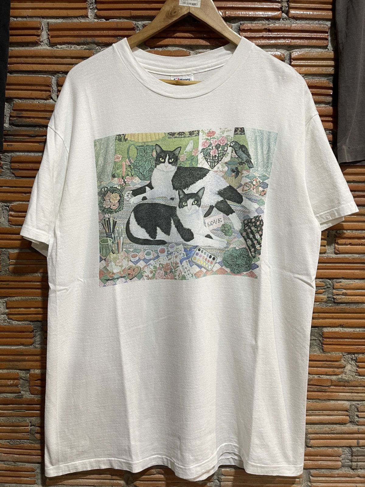 Arts & Science Vintage Art Cats 90s Mimi Vang Olsen T Shirt XL Size US XL / EU 56 / 4 - 1 Thumbnail