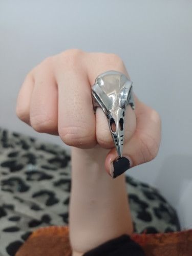 Other Viking Crow Skull Ring Size ONE SIZE - 1 Thumbnail