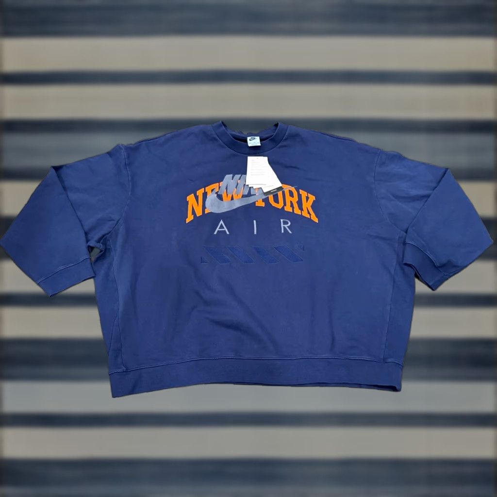 Nike Air NYC Fleece Crew Sweatshirt Mens XXL Blue Void HQ1101-492