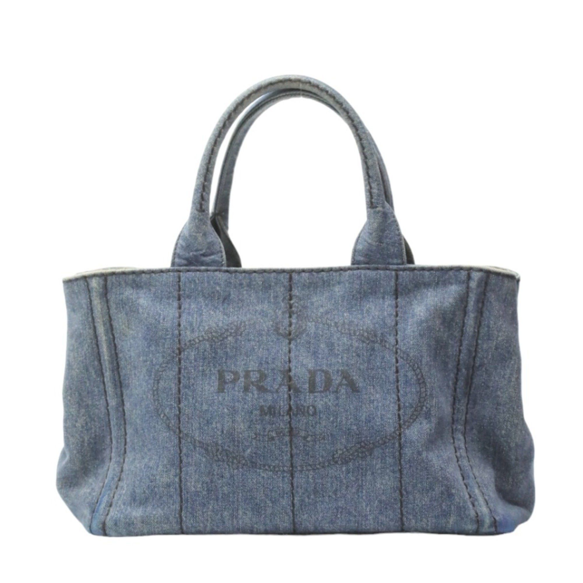 image of Prada Tote Bag Cotton Canvas Canapa Prada Blue, Women's