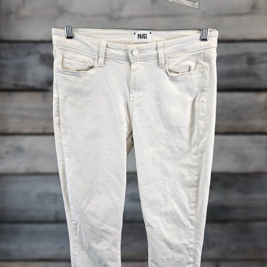 Paige Paige Womens Skyline Jeans Ankle Regular 29 White Mid Rise Cotton Blend Denim Womens Size 29" - 1 Thumbnail