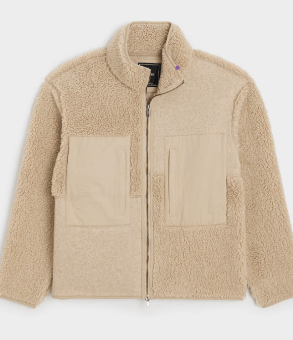 Todd Snyder Todd Snyder Sherpa Full-Zip Jacket in Stone Large $298 Size US L / EU 52-54 / 3 - 1 Thumbnail