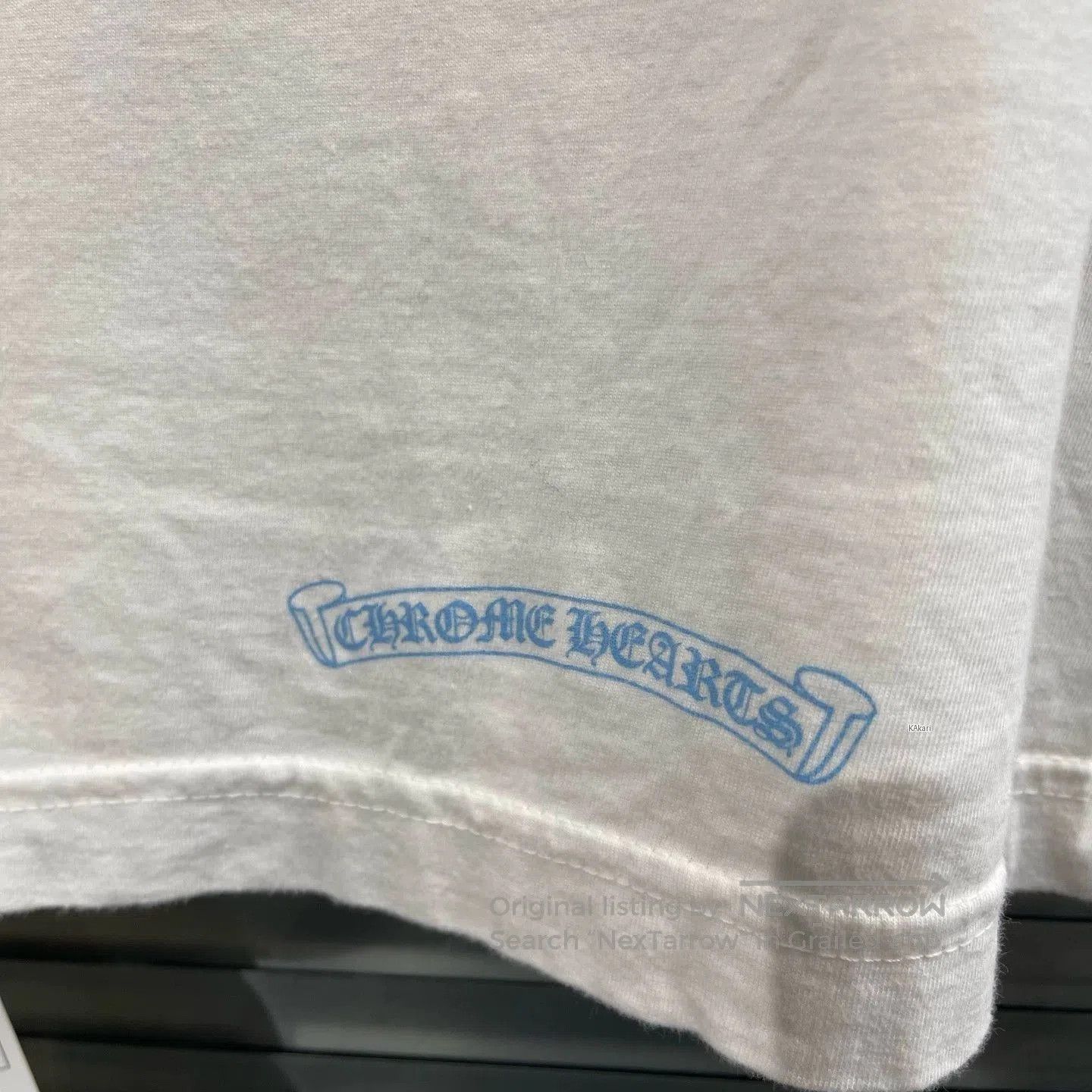 Chrome Hearts White Short Sleeve Shirt with Blue Text and Pocket. Size US S / EU 44-46 / 1 - 7 Thumbnail
