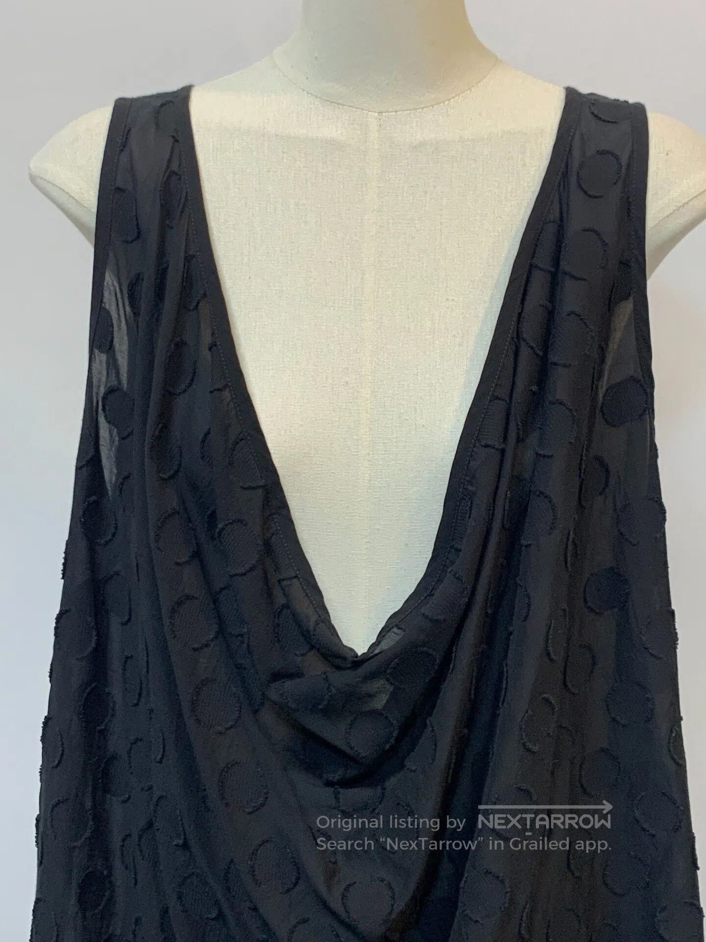 gomme Black Drape Neck Polka Dot Dress. Size M / US 6-8 / IT 42-44 - 3 Thumbnail
