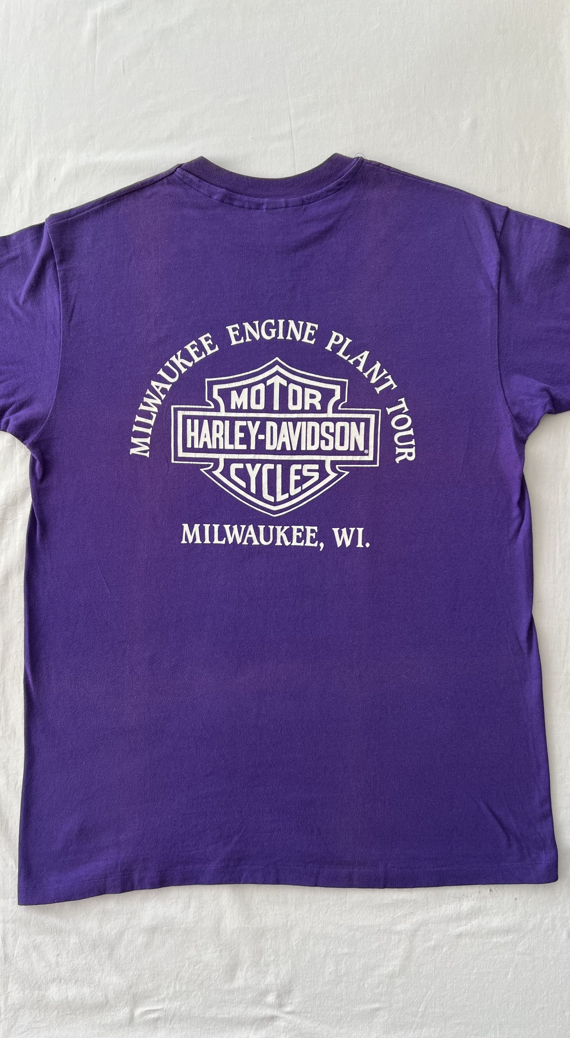 Harley Davidson Vintage 1990 Harley Davidson Eagle Milwaukee Purple T-shirt Size US XL / EU 56 / 4 - 15 Thumbnail