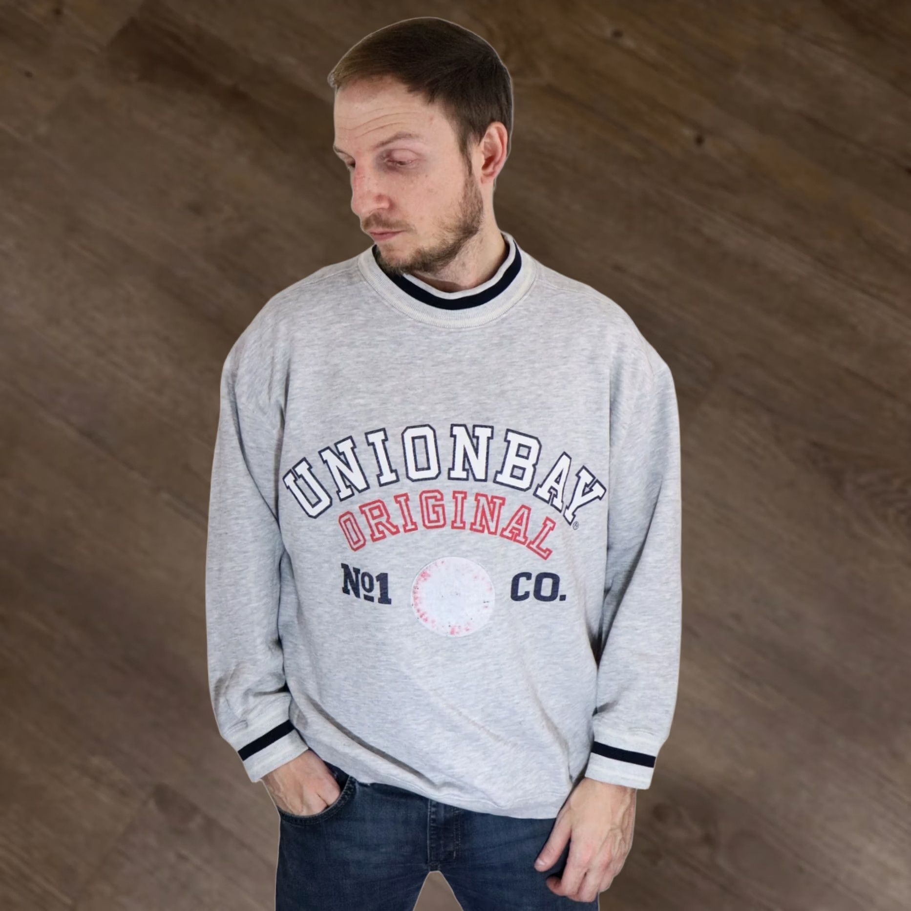 Vintage VINTAGE UNIONBAY Sweatshirt Mens M Crew Neck Baggy Oversized Skater Surfer 90s Grunge White Logo desenvolvido Size US M / EU 48-50 / 2 - 1 Thumbnail