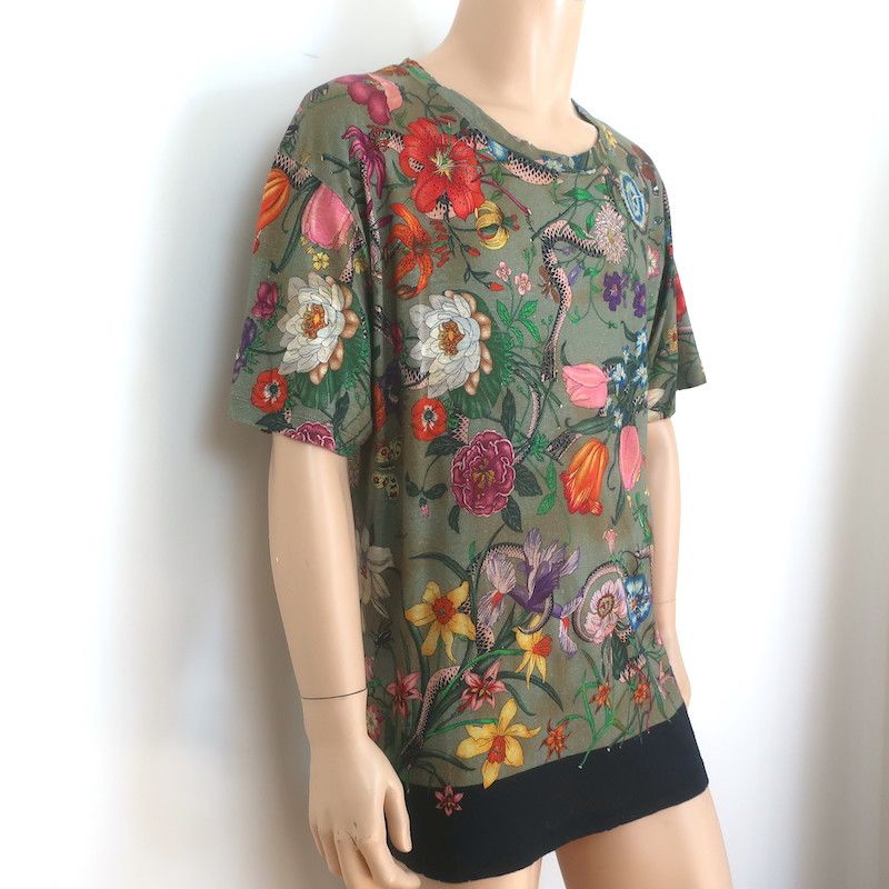 Gucci Gucci Flora Snake Print T-Shirt Green Size Large NEW Size US L / EU 52-54 / 3 - 3 Thumbnail