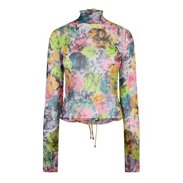 Dries Van Noten o1g2r1mq1024 Floral Chaman Blouse in Multicolor Size M / US 6-8 / IT 42-44 - 1 Thumbnail
