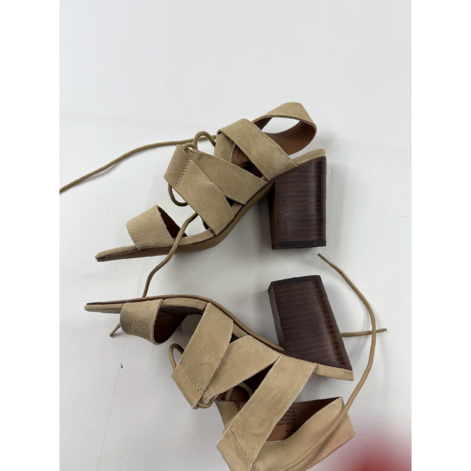 Steve Madden Steve Madden EMALENA Sandals Womens Size 9 Beige Strappy Lace Up Block Heel Leather Upper MultI Strap Open Toe Casual Dressy Summer Shoes Mens? Size US 9 / IT 39 - 6 Thumbnail