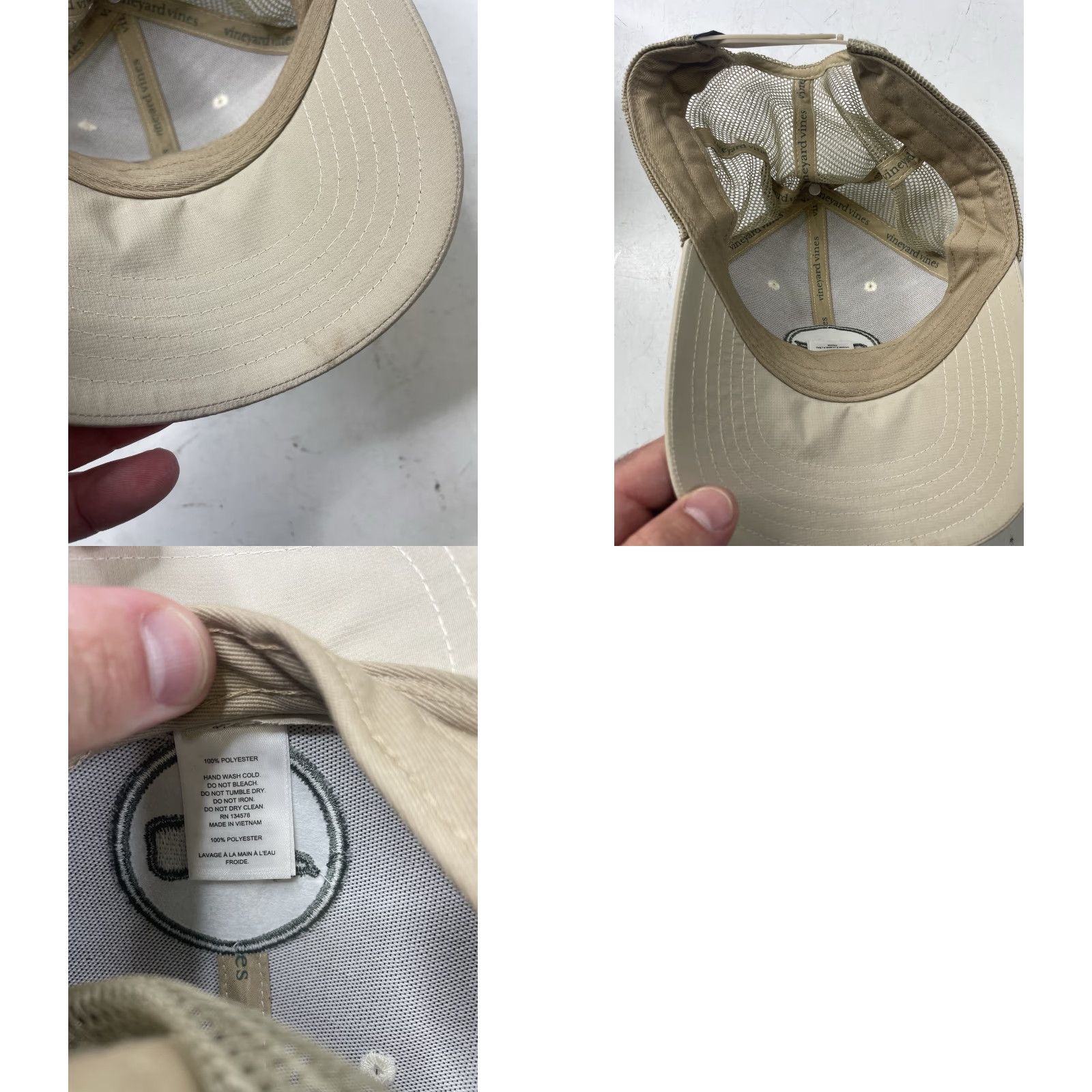Vineyard Vines Vineyard Vines Trucker Hat Cap One Size Beige Men Whale Performance Cap Brown & Beige (No rips or tears) Size ONE SIZE - 9 Thumbnail