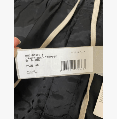 Rick Owens Rick Owens SS22 Black Drawstring Cropped Pants Men's Size 48 Size US 32 / EU 48 - 2 Thumbnail