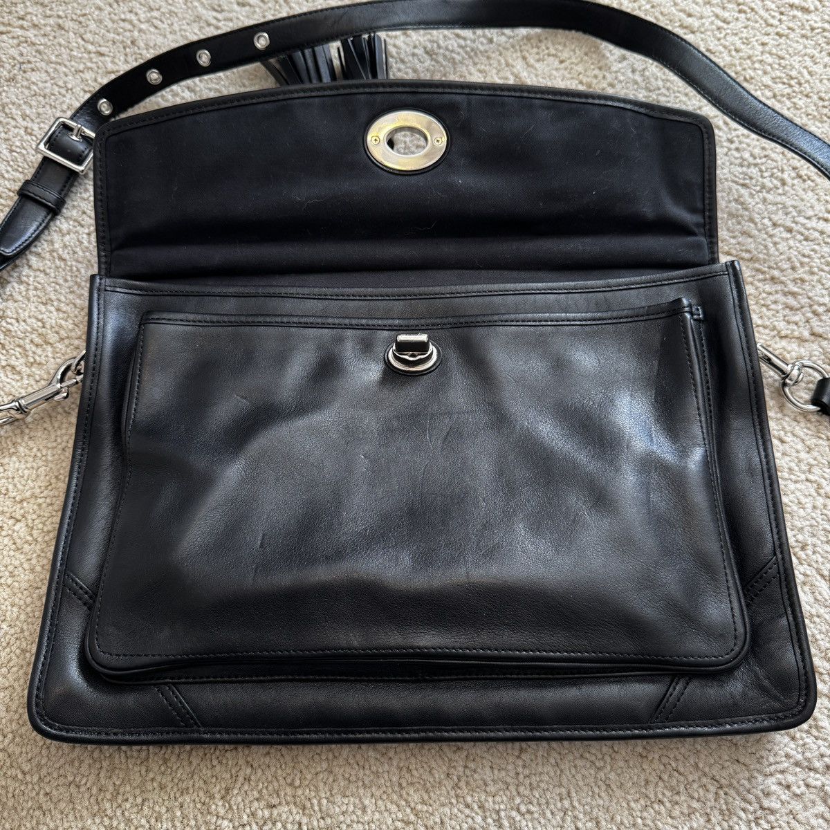 Coach × Vintage COACH ARCHIVE Leather Briefcase Vintage Bag Unisex Black Size ONE SIZE - 3 Thumbnail