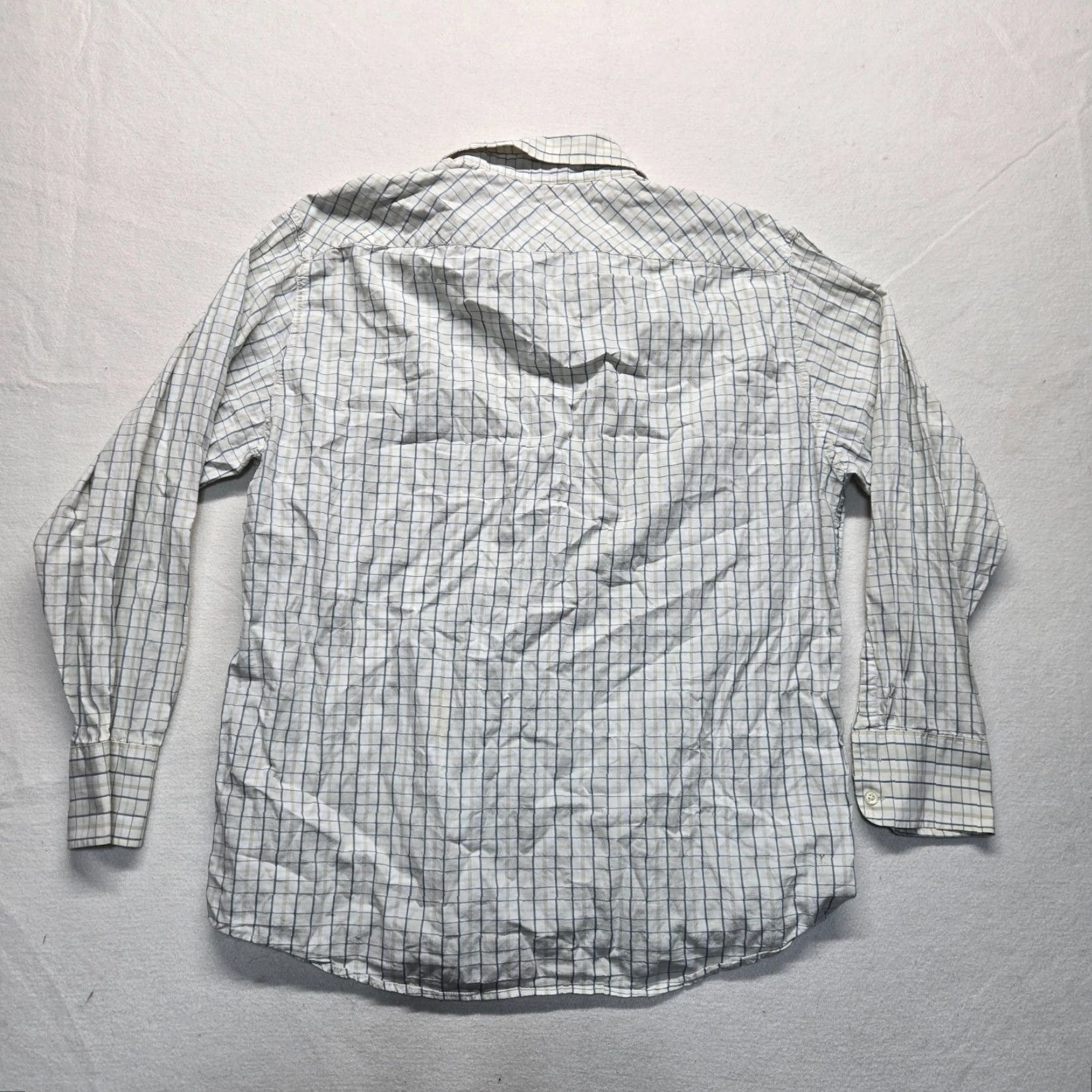 Izod VINTAGE IZOD Men's Shirt Casual Business Long Sleeve Button-Up Cotton Check Large White Size US L / EU 52-54 / 3 - 7 Thumbnail