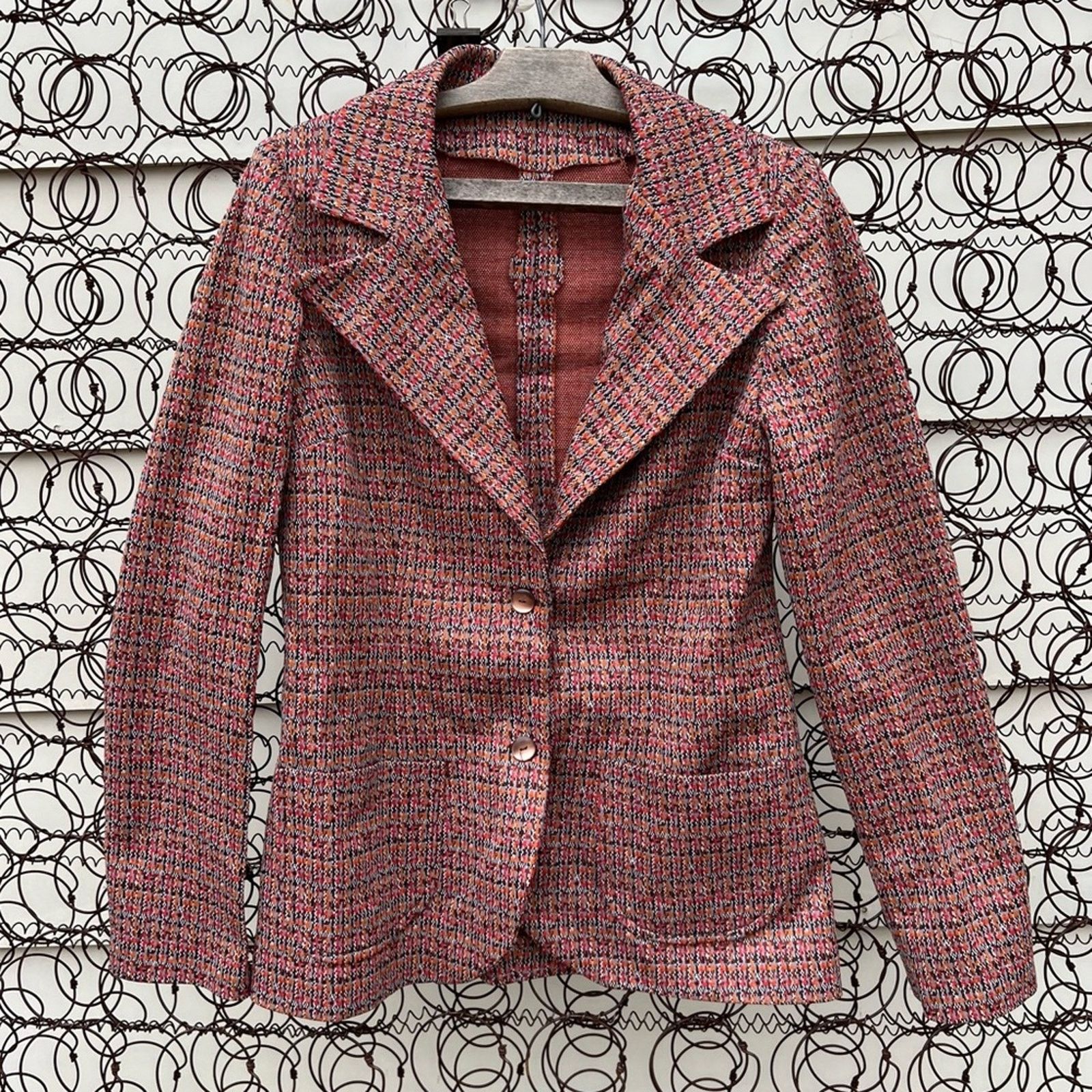 Vintage 70s dagger point lapel collar blazer retro orange rust red Size M / US 6-8 / IT 42-44 - 1 Thumbnail